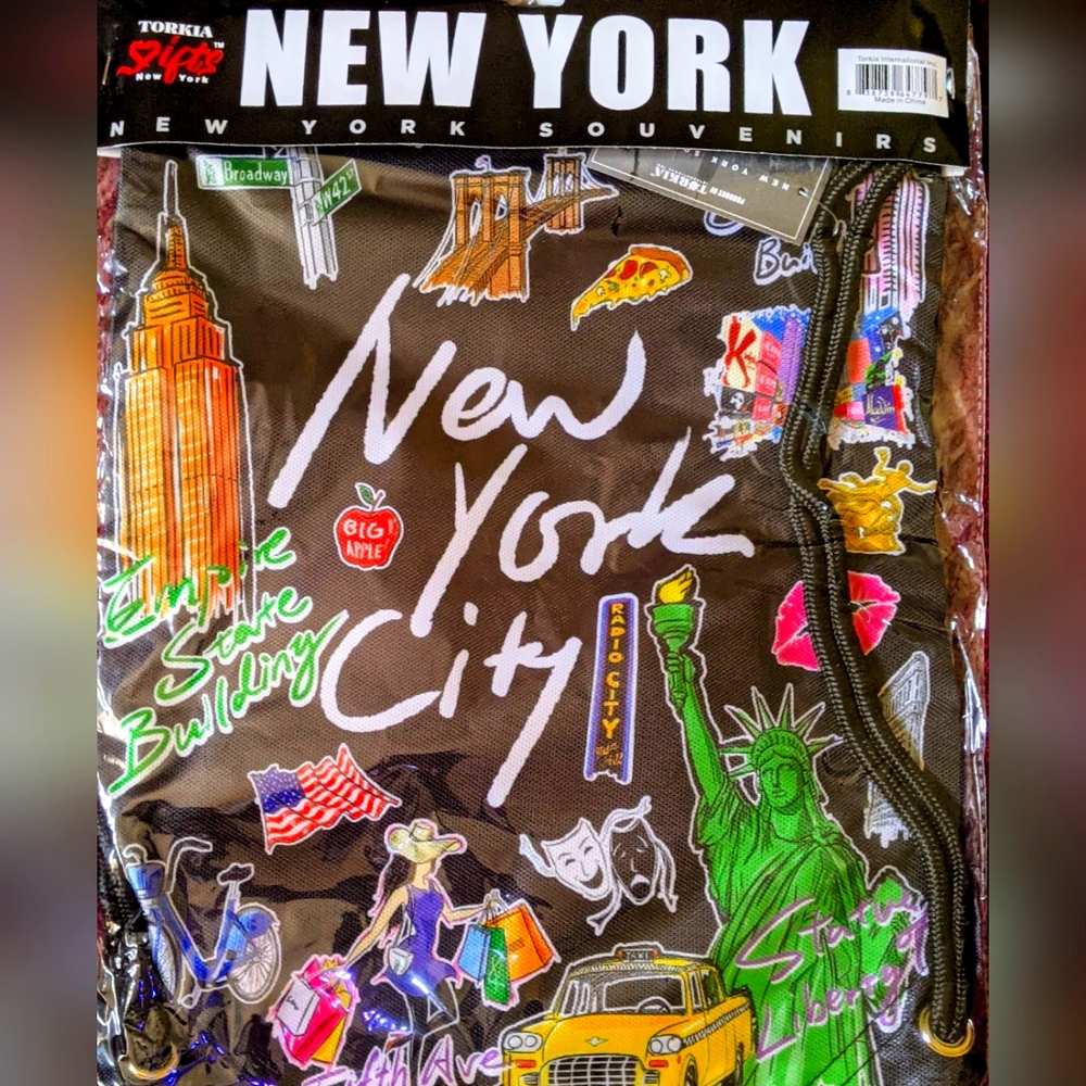 Colorful New York Drawstring Backpack - Picture 2 of 4